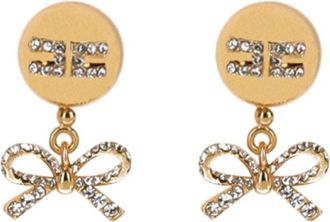 Elisabetta Franchi Strik Hanger Oorbellen met Strass - Dames - Oorbellen - Geel - ONE Size - Accessoires