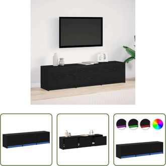 vidaXL Mobile TV - Mobile TV con LED con strisce LED Rovere Nero 165 x 34 x 40 cm
