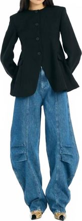 Rotate Cargo Pants In Medium Blue Denim