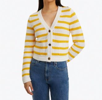Draper James Rita V-Neck Cardigan In Magnolia White