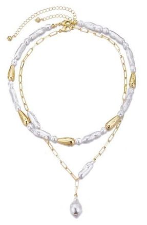 Adornia Set of 2 Faux Pearl Necklaces in Gold at Nordstrom Rack