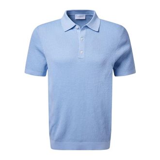 Baldessarini Tops, Heren, Blauw, M, Katoen, Polo shirt van katoen en zijde