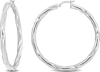 Mimi & Max 58x4mm Twist Hoop Earrings in Sterling Silver