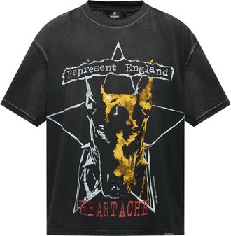 Represent T-shirt met Kleurrijke Print - Heren - T-shirts - Zwart - S - Katoen - Tops