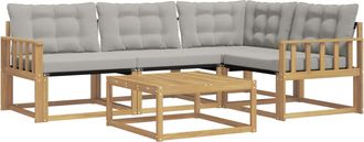 vidaXL Conjunto De Sof&aacute;s De Exterior 5 Uds. Blanco Y Gris Claro Vidaxl