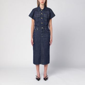 Ganni Abito midi blu in denim organico