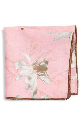 Clifton Wilson Floral Linen Pocket Square in Pink at Nordstrom