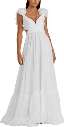 Mac Duggal Ruffle Tiered Cut-Out Chiffon Gown