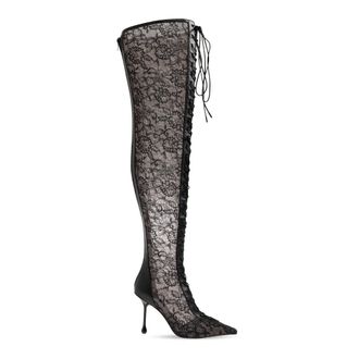 Jimmy Choo London Schoenen, Dames, Zwart, 38 EU, Leer, Scarlett Over-the-Knee Laarzen