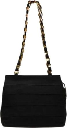 Ferragamo Pre-owned Shoulder Bags, female, Black, Size: ONE SIZE Pre-owned Canvas Shoulder Bag
