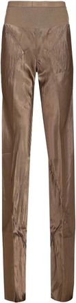 Rick Owens Broeken, Dames, Beige, M, Katoen, Bias Satin Flared Broeken