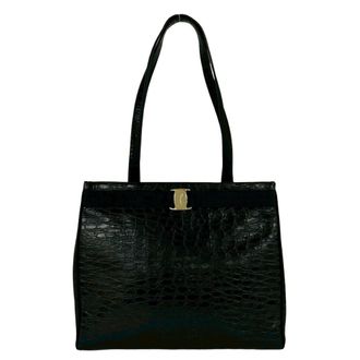 Ferragamo Black Leather Tote Bag (Pre-Owned)