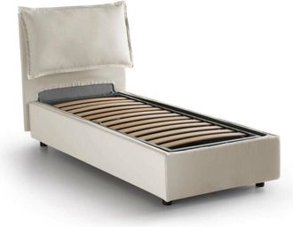 Dmora Dmora - Talamo Italia Letto singolo Carla, Letto contenitore con rivestimento in tessuto, 100% Made in Italy, Apertura frontale, adatto per materasso