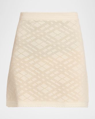 Burberry Check Pointelle Knit Mini Skirt