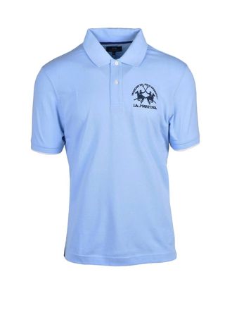 La Martina Light Blue Stretch Cotton Polo Shirt
