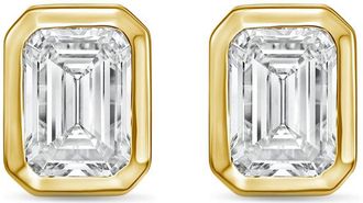 Diana M. Jewels 14Kt Yellow Gold 12.00 cts Lab Grown Emerald Diamond Bezel Studs