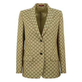 Gucci GG Canvas Jas - Dames - Jassen - Beige - Maat: S Katoen