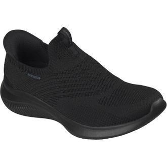 Skechers Ultra Flex 4.0 Pure Dream Textile Womens Black Knit/Trim Trainers - Size UK 3