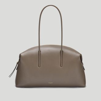 DeMellier The Stockholm in Dark Taupe Fine Grain Leather Tote & Work bag