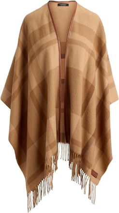Ralph Lauren Poncho met franjes - Dames - Accessoires - Beige - Maat: ONE Size