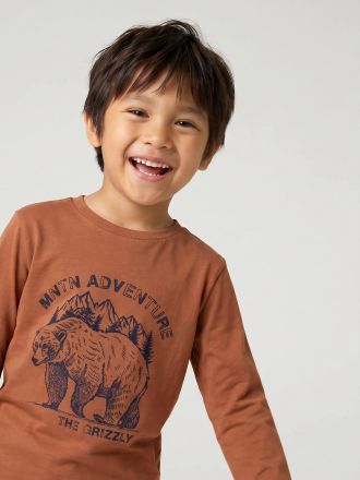 Vertbaudet Jungen Longsleeve mit Print cappuccino