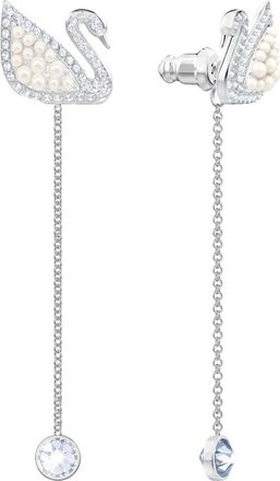 Swarovski Iconische Zwaan Oorbellen - Dames - Accessoires - Grijs - Maat: ONE Size