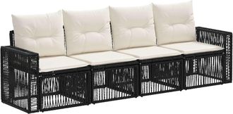 vidaXL Conjunto De Sof&aacute;s De Jard&iacute;n 4 Uds. Negro Y Blanco Crema Vidaxl