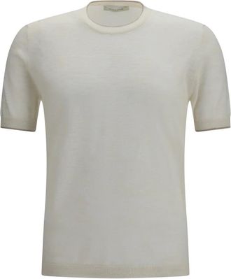 Brooksfield T-shirt met korte mouwen en ribboord - Heren - Truien - Wit - Maat: 2XL Linnen