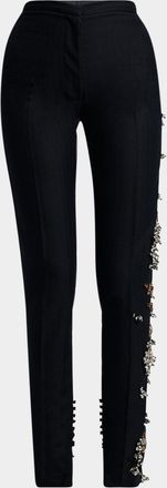 Dries Van Noten Slim Embellished Wool Pants