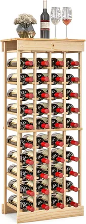 Costway Costway - Estante De Vino Modular De 40 Botellas, Botellero De Vino De Madera Maciza Con Dispositivo Antivuelco Y Barras Cruzadas Reforzadas Para Bar,