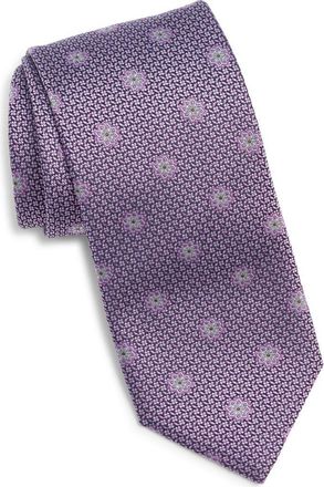 Canali Flower Silk Tie in Purple at Nordstrom