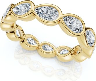 Pompeii3 2Ct Pear Shape Bezel Diamond Eternity Wedding Ring 14k Gold Lab Grown