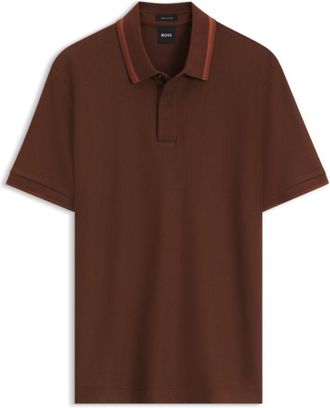 BOSS Regular-fit polo shirt in structured cotton piqu&eacute;