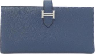 Herm&egrave;s Blue Epsom Leather Long Wallet (Bi-Fold) (Pre-Owned)