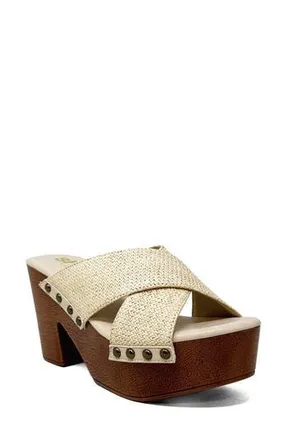 Shushop Ivanna Platform Slide Sandal in Natural Woven at Nordstrom Rack, Size 6.5