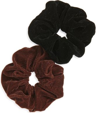 Tasha 2-Pack Scrunchies in Brown/Black at Nordstrom