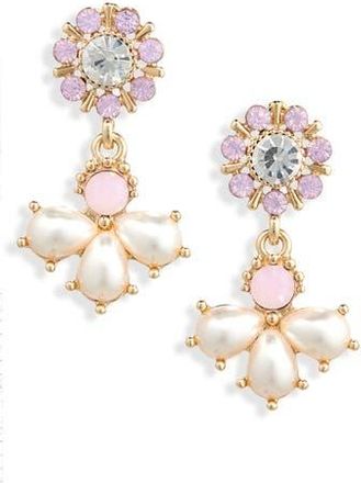 Cara Faux Pearl Flower Drop Earrings in Pink Multi at Nordstrom Rack