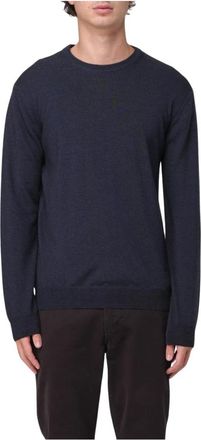 Woolrich Maglia girocollo - Heren - Ronde hals truien - Blauw - S - Wol - Truien & Vesten