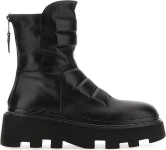 Elena Iachi Gevoerde leren plateau boot - Dames - Winterlaarzen - Zwart - 40 EU - Leer - Schoenen