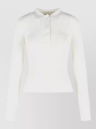 Courr&egrave;ges viscose blend knit polo long sleeves
