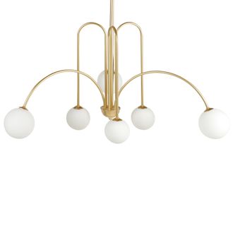 Beliani L&aacute;mpara Colgante L&aacute;mpara De Techo Redonda Metal Hierro Vidrio Pantalla Sala De Estar Moderno Estilo Glamuroso Oro Forbes