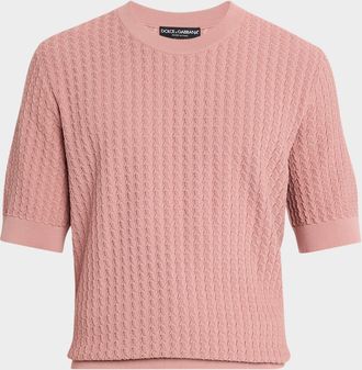 Dolce & Gabbana Men & apos;s Cotton Jacquard Knit Short-Sleeve Sweater