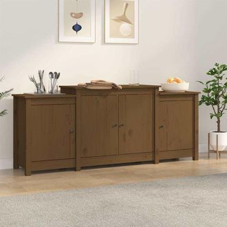 vidaXL Vidaxl - Aparador De Madera Maciza De Pino Marr&oacute;n Miel 164x37x68 Cm