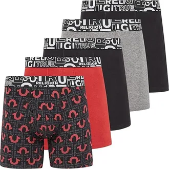 True Religion Boxer Briefs Stretch Underwear Pack of 5 in Black/red/grey at Nordstrom, Size Small