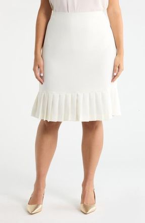 Kasper Pleated Hem Pencil Skirt in Vanilla Ice at Nordstrom, Size 16W