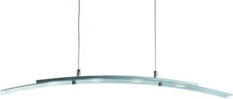 Searchlight Bar Lights - Lámpara colgante led para techo, plateado satinado, vidrio 4 curvo - Searchlight