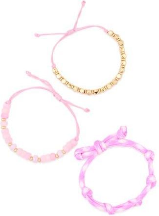 Leith Set of 3 Assorted Slider Bracelets in Pink Multi- Gold at Nordstrom Rack