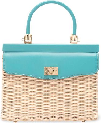 Rodo Wicker And Leather Medium Handbag
