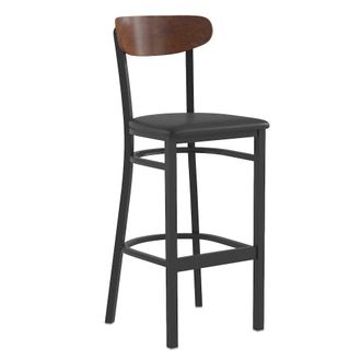 Flash Furniture Commercial Bar Stool with Vinyl Upholstered Seat and Wood Boomerang Back