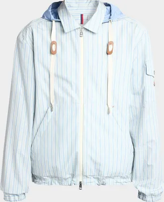 Moncler Men & apos;s Havas Stripe Full-Zip Hooded Shirt Jacket